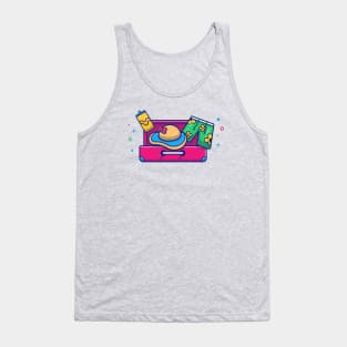 Suitcase With hat And swimsuit Cartoon Tank Top